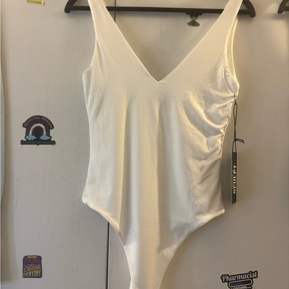 Forever 21 Ivory V-Neck Bodysuit